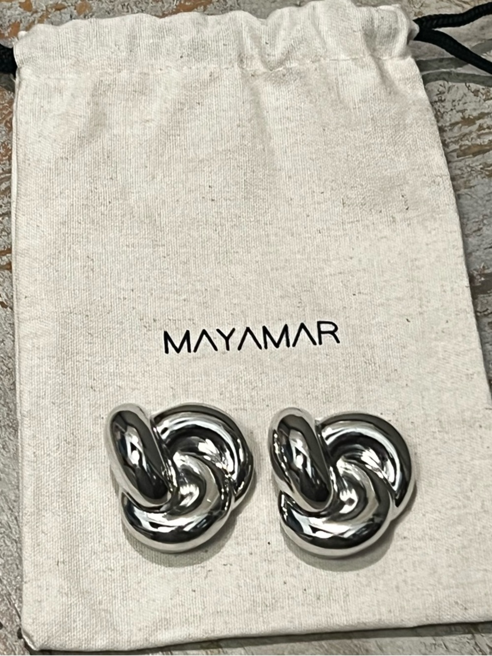 Mayamar Silver Tone Knot Post Statement Earrings